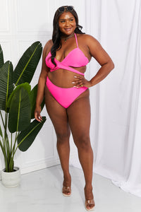 Thumbnail for Marina West Swim Summer Splash Halter Bikini Set in Pink