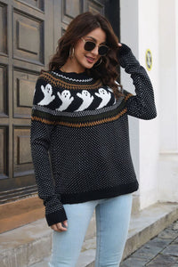 Thumbnail for Ribbed Round Neck Long Sleeve Pullover Sweater