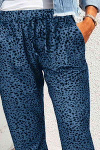 Thumbnail for Double Take Leopard Print Joggers with Pockets