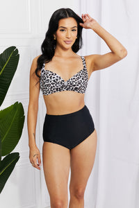 Thumbnail for Marina West Swim Take A Dip Twist High-Rise Bikini in Leopard