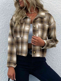 Thumbnail for Plaid Button-Up Dropped Shoulder Shacket