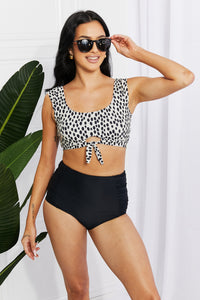 Thumbnail for Marina West Swim Sanibel Crop Swim Top and Ruched Bottoms Set in Black