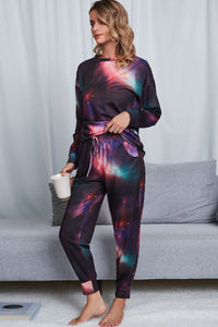 Thumbnail for Tie-Dye Crewneck Top and Drawstring Waist Joggers Lounge Set