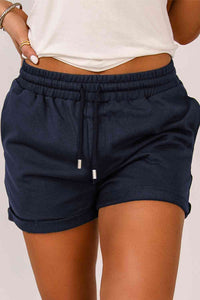 Thumbnail for Drawstring Waist Cuffed Shorts