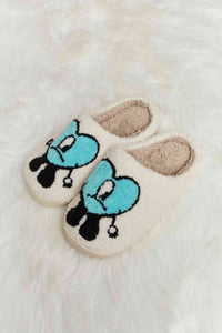 Thumbnail for Melody Love Heart Print Plush Slippers