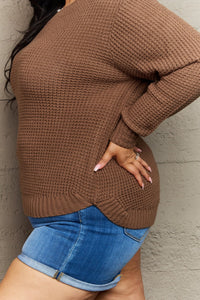 Thumbnail for Zenana Breezy Days Plus Size High Low Waffle Knit Sweater