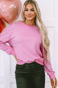 Thumbnail for Pearl Round Neck Dropped Shoulder Sweatshirt