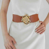 Thumbnail for Flower Alloy Buckle Elastic Belt