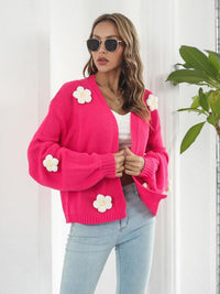 Thumbnail for Floral Open Front Long Sleeve Cardigan