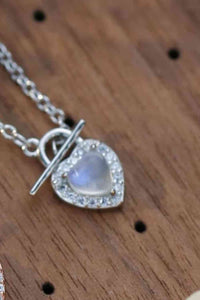 Thumbnail for Moonstone Heart Lock Pendant Necklace