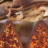 Thumbnail for Sequin Wood Teardrop Earrings