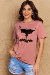 Thumbnail for Simply Love Full Size Bat & Pumpkin Graphic Cotton T-Shirt