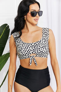 Thumbnail for Marina West Swim Sanibel Crop Swim Top and Ruched Bottoms Set in Black