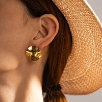 Thumbnail for Geometric Pleated 18K Gold-Plated Stud Earrings