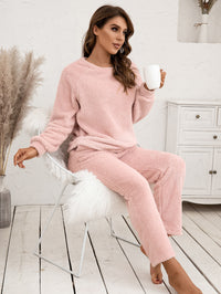 Thumbnail for Teddy Long Sleeve Top and Pants Lounge Set