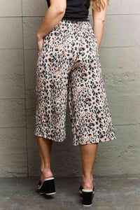 Thumbnail for Ninexis Leopard High Waist Flowy Wide Leg Pants with Pockets