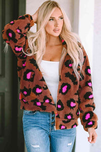 Thumbnail for Leopard Zip-Up Jacket