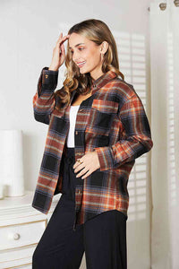 Thumbnail for Double Take Plaid Dropped Shoulder Shirt