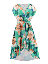 Thumbnail for Ruffled Tied Floral Surplice Dress