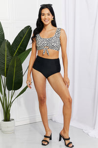 Thumbnail for Marina West Swim Sanibel Crop Swim Top and Ruched Bottoms Set in Black