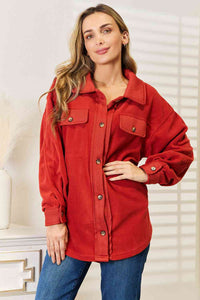 Thumbnail for Heimish Cozy Girl Full Size Button Down Shacket