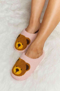 Thumbnail for Melody Teddy Bear Print Plush Slide Slippers