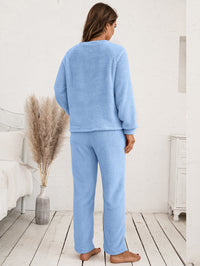 Thumbnail for Teddy Long Sleeve Top and Pants Lounge Set