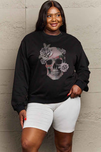 Thumbnail for Simply Love Simply Love Full Size Dropped Shoulder SKULL Graphic Sweatshirt