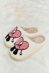 Thumbnail for Melody Love Heart Print Plush Slippers