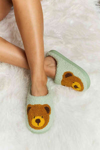 Thumbnail for Melody Teddy Bear Print Plush Slide Slippers