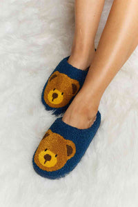 Thumbnail for Melody Teddy Bear Print Plush Slide Slippers