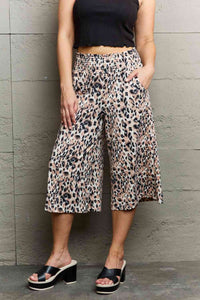 Thumbnail for Ninexis Leopard High Waist Flowy Wide Leg Pants with Pockets