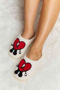 Thumbnail for Melody Love Heart Print Plush Slippers