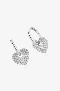 Thumbnail for Zircon Heart Drop Huggie Earrings