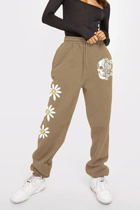 Thumbnail for Simply Love Simply Love Full Size Drawstring Flower & Skull Graphic Long Sweatpants