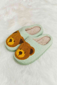 Thumbnail for Melody Teddy Bear Print Plush Slide Slippers