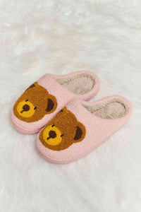 Thumbnail for Melody Teddy Bear Print Plush Slide Slippers