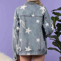 Thumbnail for Star Distressed Denim Shacket