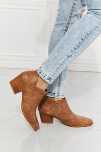 Thumbnail for MMShoes Trust Yourself Embroidered Crossover Cowboy Bootie in Caramel