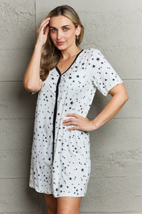 Thumbnail for MOON NITE Quilted Quivers Button Down Sleepwear Dress