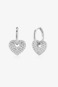 Thumbnail for Zircon Heart Drop Huggie Earrings