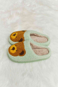 Thumbnail for Melody Teddy Bear Print Plush Slide Slippers