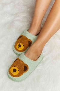 Thumbnail for Melody Teddy Bear Print Plush Slide Slippers