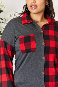 Thumbnail for Heimish Full Size Plaid Button Down Shacket