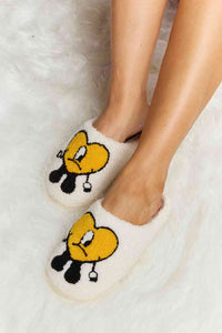 Thumbnail for Melody Love Heart Print Plush Slippers