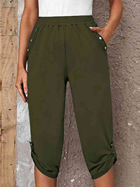 Thumbnail for Full Size Roll-Tab Capris Pants