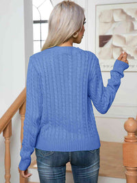 Thumbnail for Cable-Knit Round Neck Long Sleeve Sweater