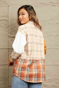 Thumbnail for Double Take Plaid Color Block Dropped Shoulder Shacket