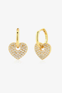 Thumbnail for Zircon Heart Drop Huggie Earrings