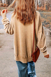 Thumbnail for Dropped Shoulder Round Neck Long Sleeve Blouse